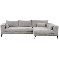 ECKSOFA in Cord Hellgrau  - Hellgrau/Schwarz, Design, Textil/Metall (313/172cm) - Livetastic