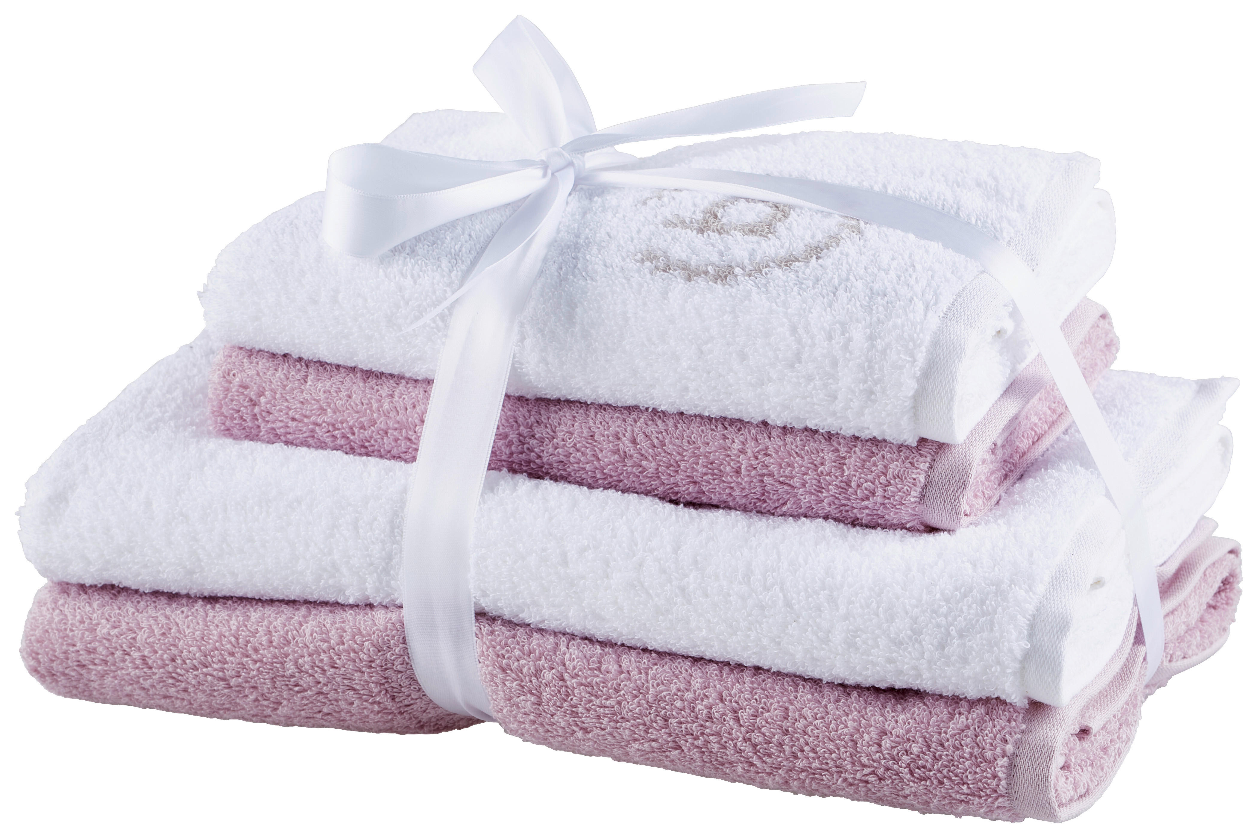 SADA RUČNÍKŮ A OSUŠEK, 50/100 cm, fialová, bílá - bílá/fialová, Basics, textil (50/100cm) - Bugatti