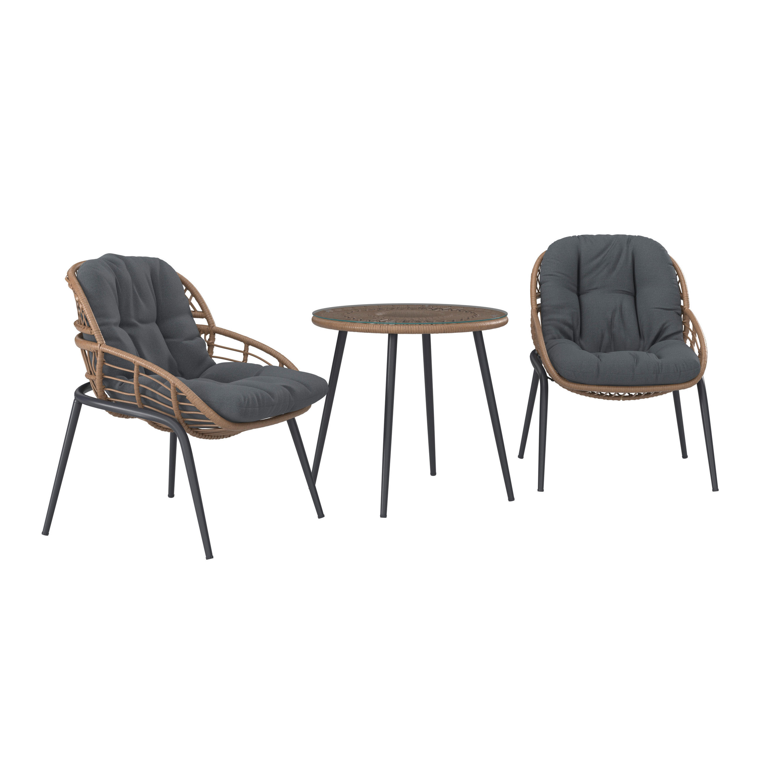BALKONSET  3-teilig  - Klar/Dunkelgrau, Modern, Glas/Kunststoff - Ambia Garden