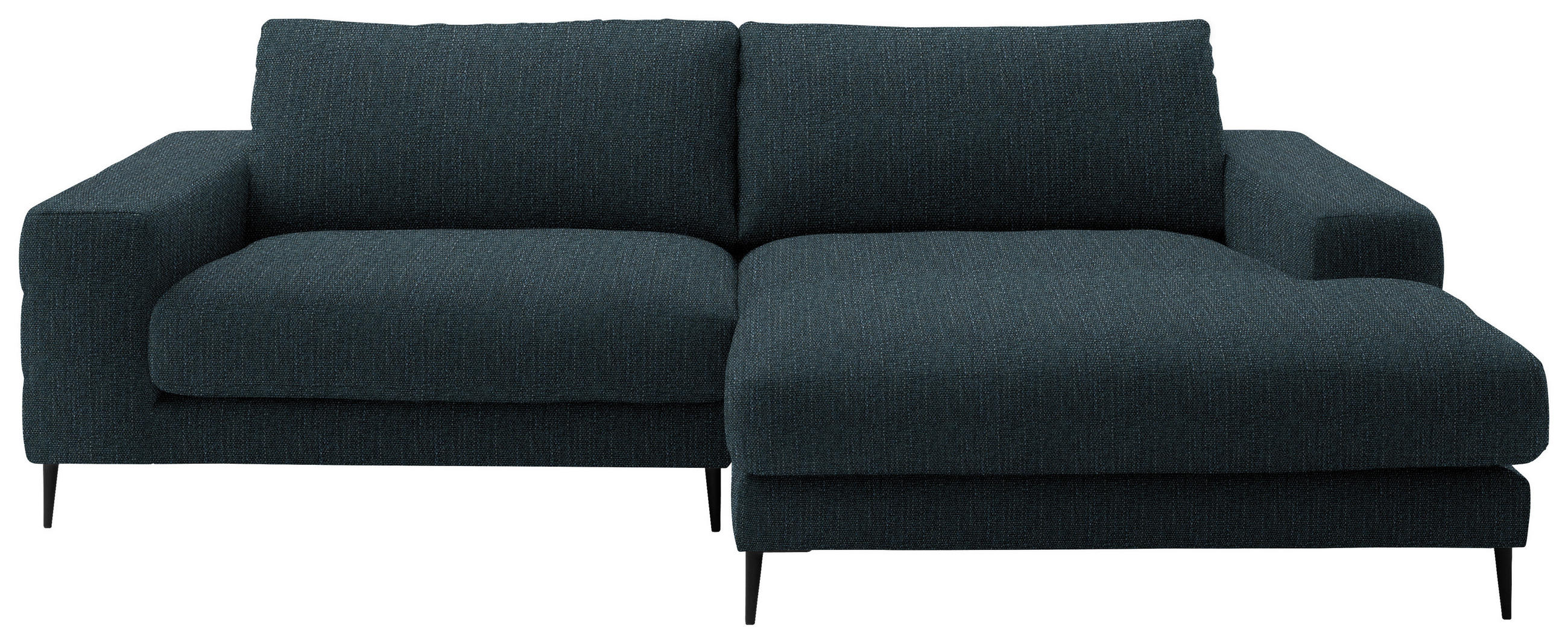 ECKSOFA in Flachgewebe Petrol  - Petrol/Schwarz, Design, Textil/Metall (253/177cm) - Dieter Knoll
