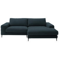 ECKSOFA in Flachgewebe Petrol  - Petrol/Schwarz, Design, Textil/Metall (253/177cm) - Dieter Knoll