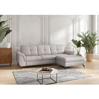 ECKSOFA ZORA E in Echtleder Hellgrau  262/164 cm  - Hellgrau/Schwarz, MODERN, Leder/Metall (262/164cm) - Sit & More