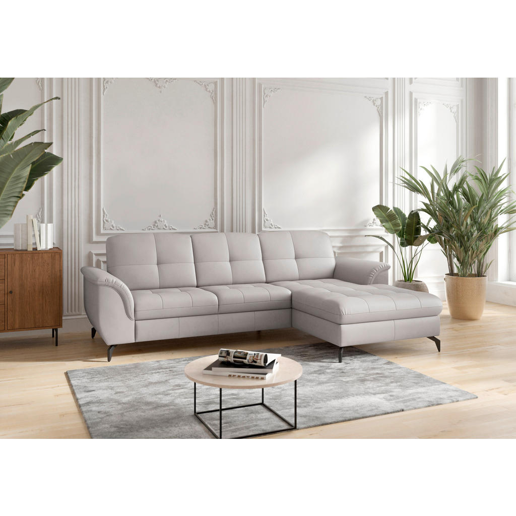 Sit & More ROHOVÁ SEDAČKA, textil, koža, svetlosivá
