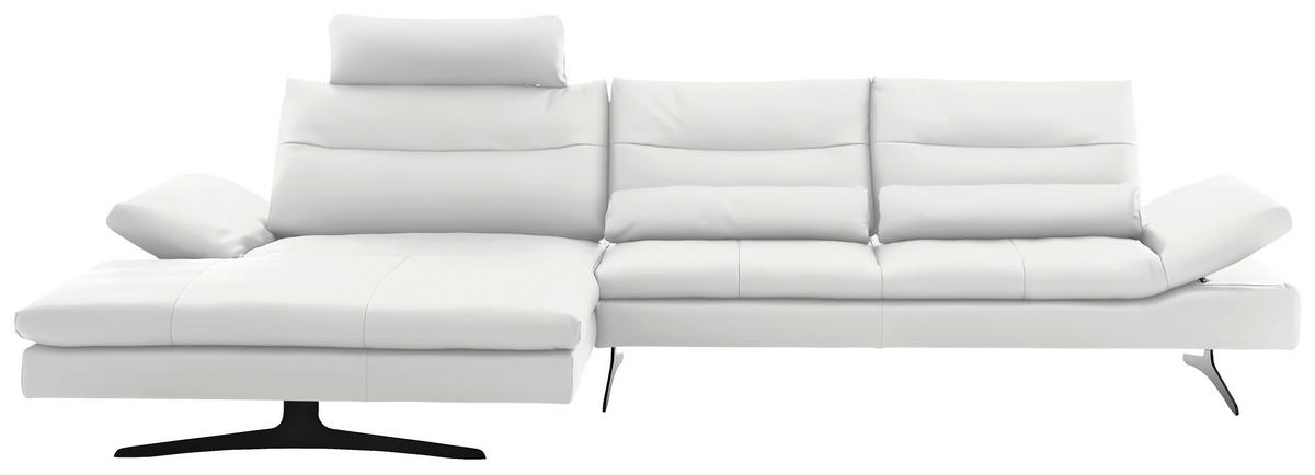ECKSOFA in Echtleder Weiss  - Weiss/Schwarz, Modern, Leder/Metall (158/342cm) - Chilliano