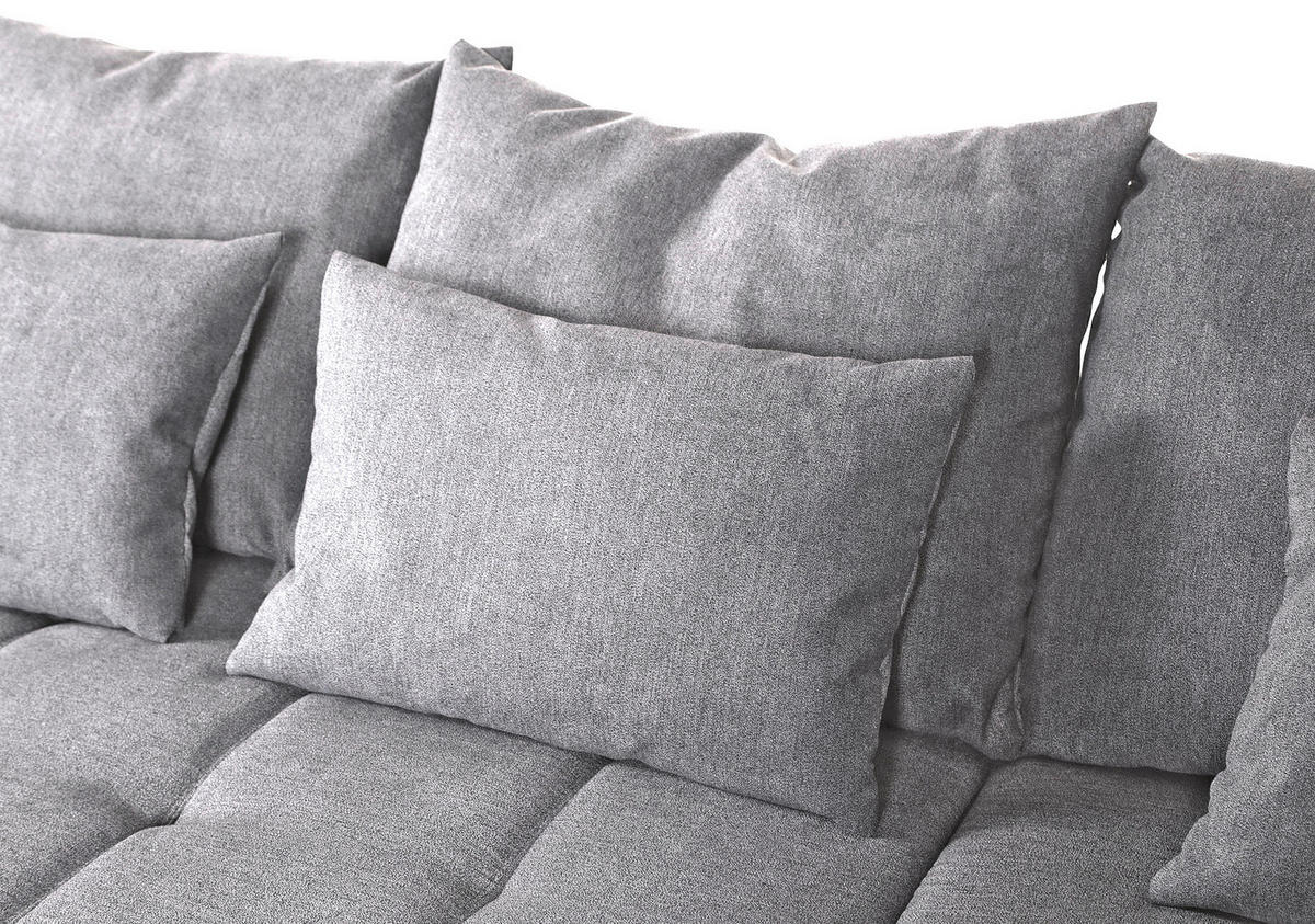 ECKSOFA Flachgewebe Hellgrau  - Hellgrau/Schwarz, Konventionell, Textil/Metall (300/205cm) - MID.YOU