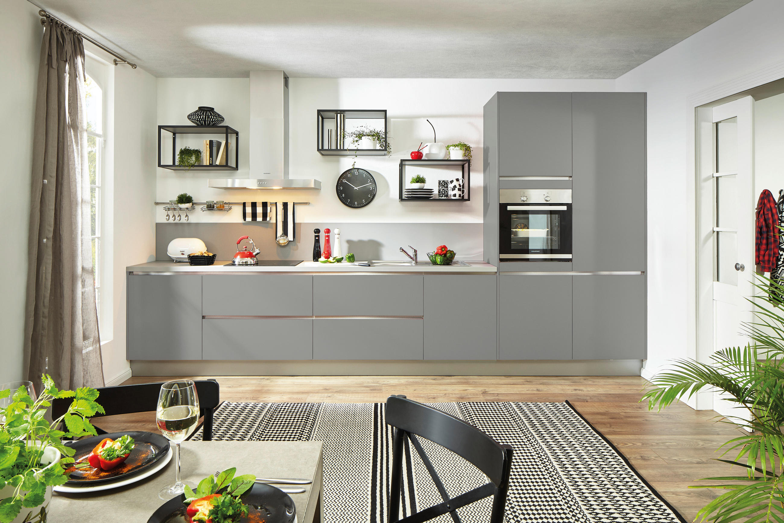 EINBAUKÜCHE UNO  - Grau, Design, Holzwerkstoff - Moderano