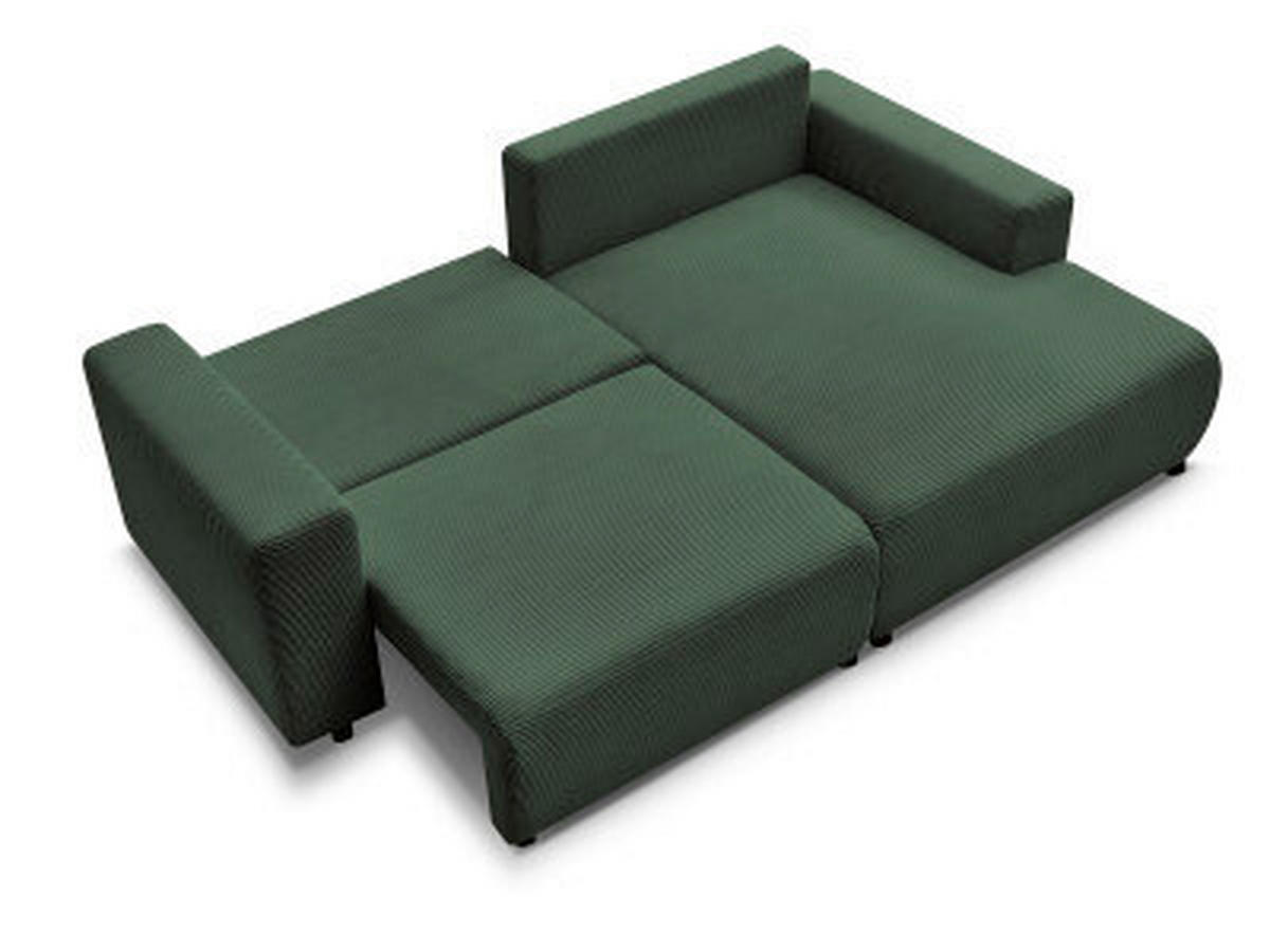 ECKSOFA Ottomane rechts  ATILLA Dunkelgrün Cord  - Dunkelgrün/Schwarz, MODERN, Kunststoff/Textil (244/149cm)