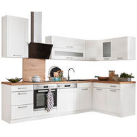 ECKKÜCHE 280/170 cm  in Weiß  - Silberfarben/Weiß, ROMANTIK / LANDHAUS, Glas/Holzwerkstoff (280/170cm) - MID.YOU