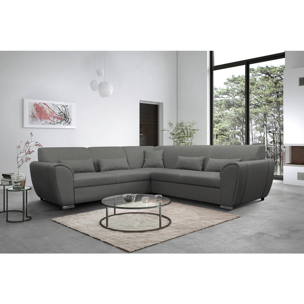 Thumbnail - Livetastic Ecksofa, Grau, Textil, 5-Sitzer, Füllung: Schaumstoff, Ottomane rechts, L-Form, 266x266 cm, Made in EU, Rücke...