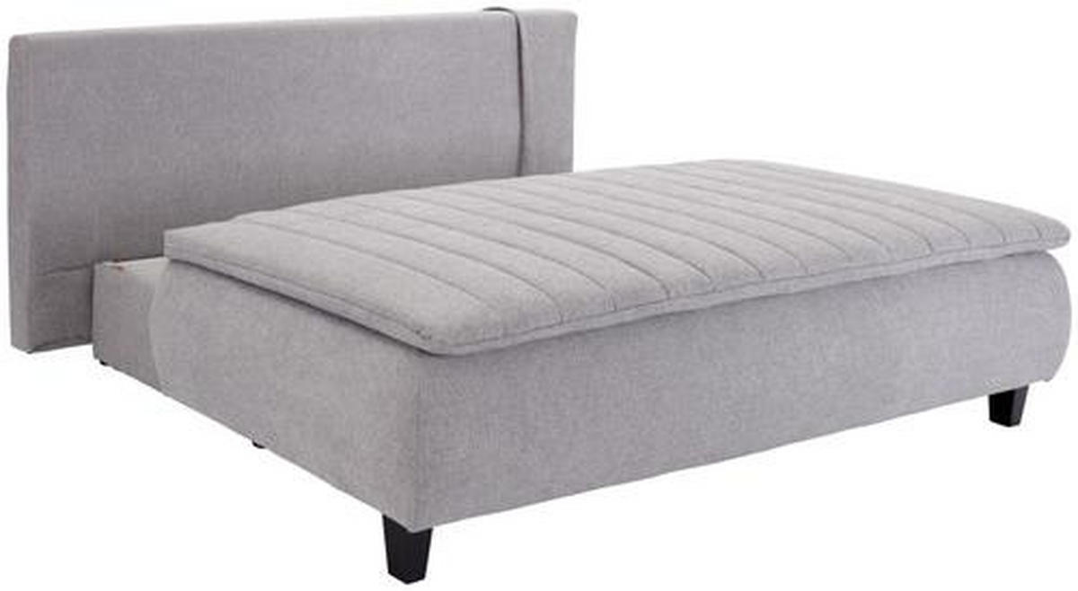 BOXSPRINGSOFA Webstoff Greige  - Greige/Schwarz, MODERN, Holz/Textil (208/102/96cm) - MID.YOU