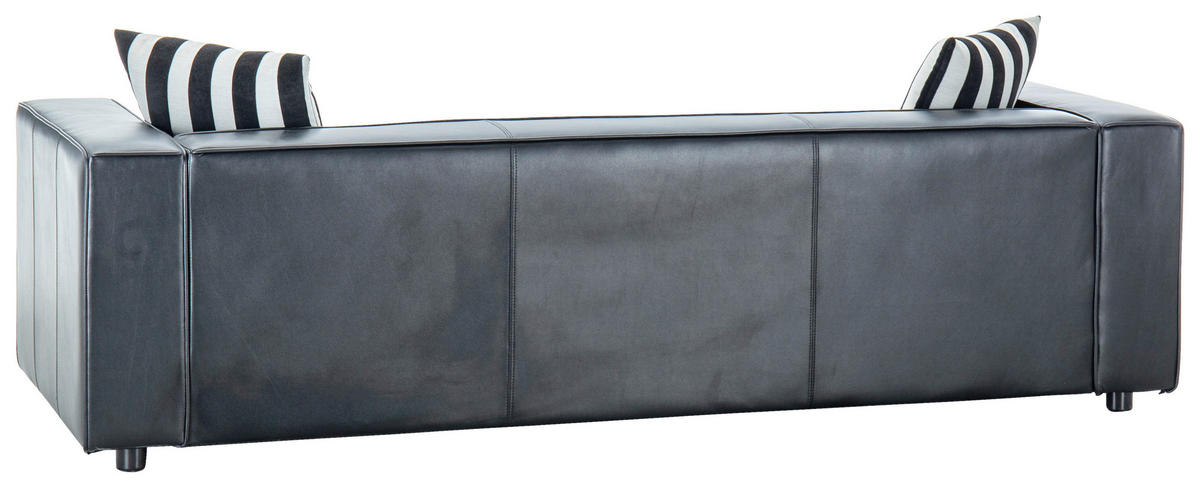 3-SITZER-SOFA LOTTA Lederlook Schwarz  - Schwarz/Weiß, Design, Kunststoff/Textil (232/66/95cm) - Livetastic