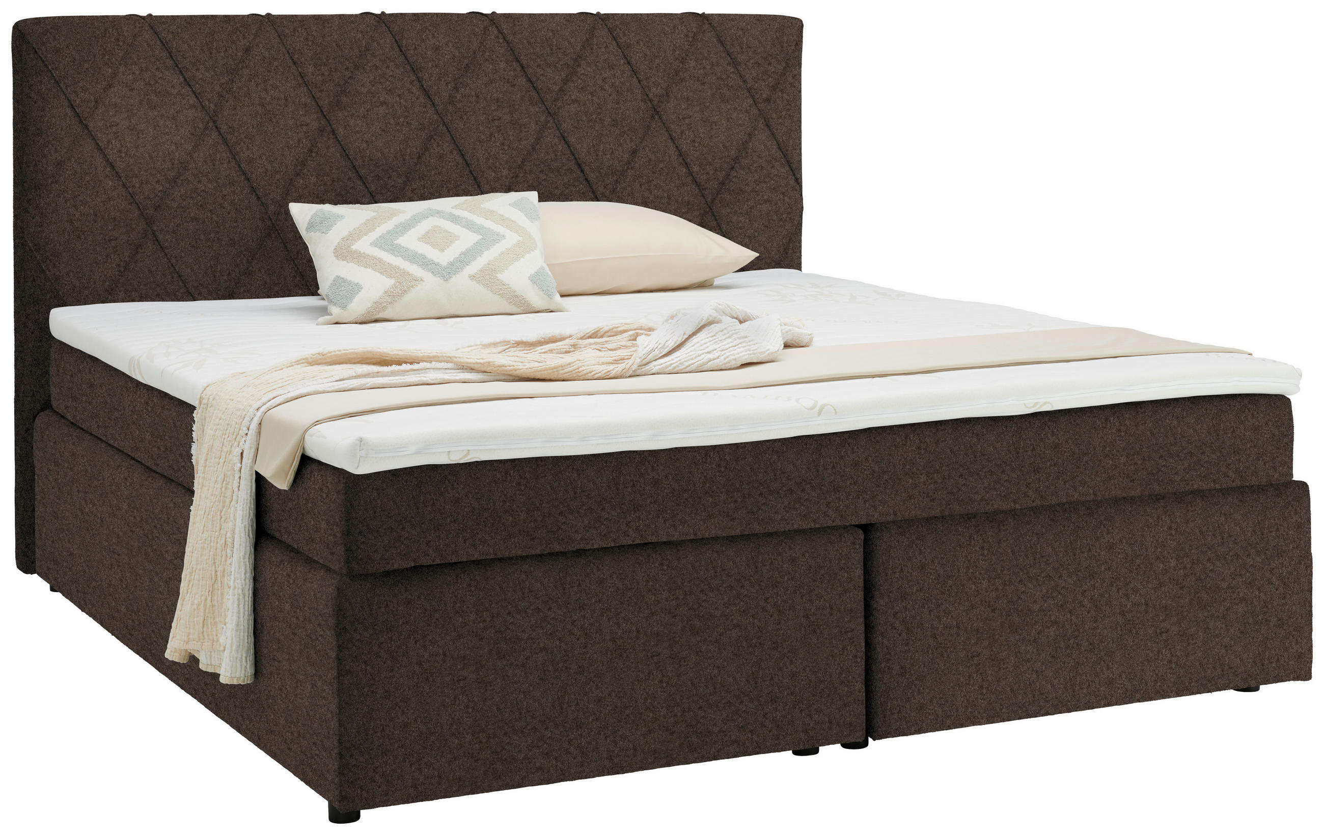 BOXSPRINGBETT 180/200 cm  in Dunkelbraun  - Dunkelbraun/Schwarz, Design, Kunststoff/Textil (180/200cm) - Xora