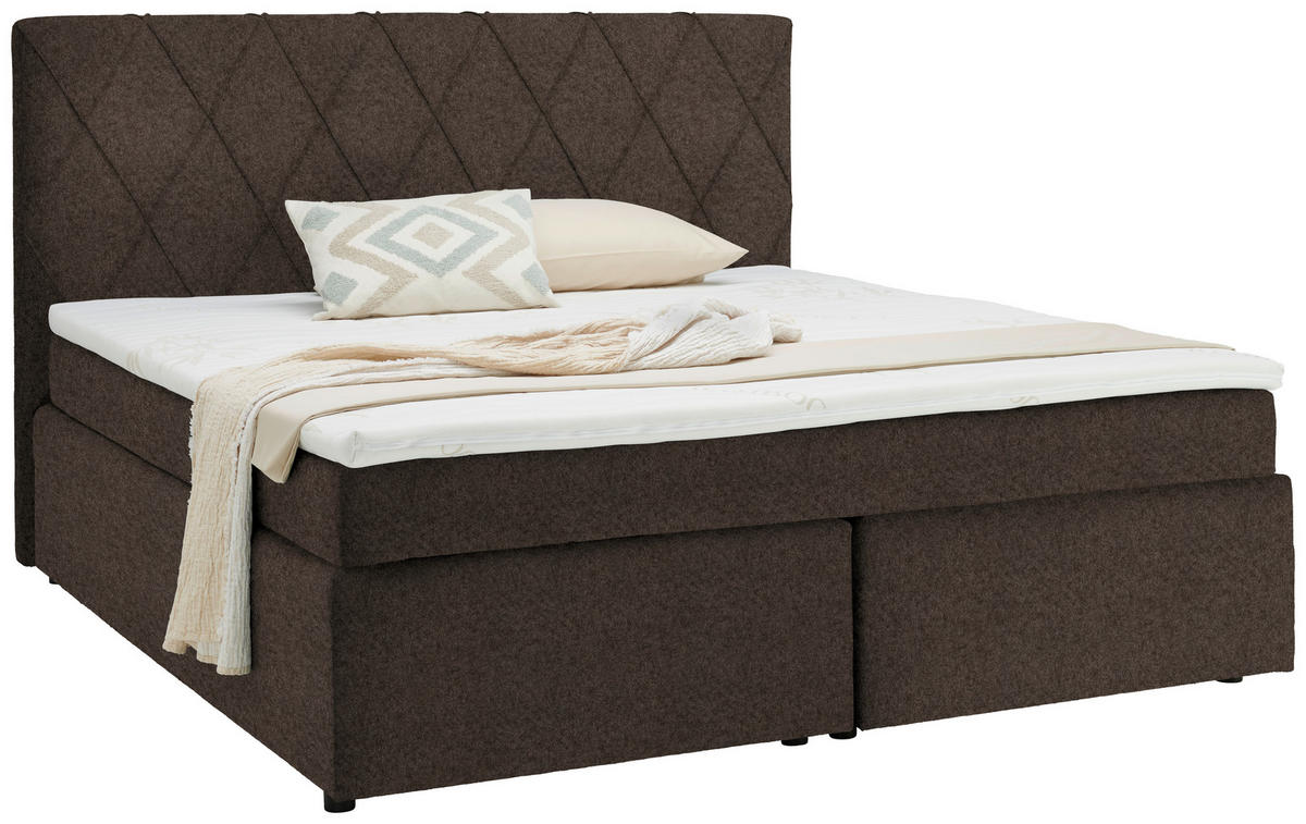 BOXSPRINGBETT 180/200 cm  in Dunkelbraun  - Dunkelbraun/Schwarz, Design, Kunststoff/Textil (180/200cm) - Xora