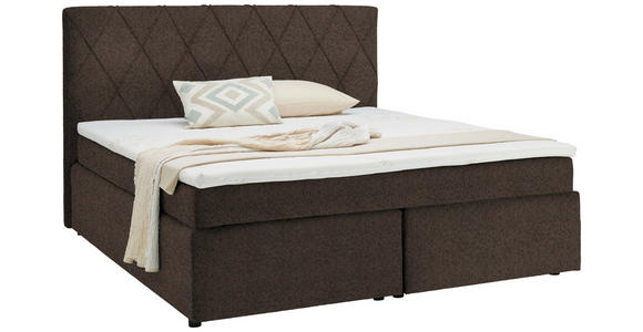 BOXSPRINGBETT 180/200 cm in Dunkelbraun - Dunkelbraun/Schwarz, Design, Kunststoff/Textil (180/200cm) - Xora