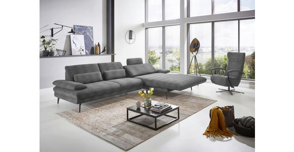 ECKSOFA in Chenille Grau 310/180 cm - Schwarz/Grau, Design, Textil/Metall (310/180cm) - Dieter Knoll