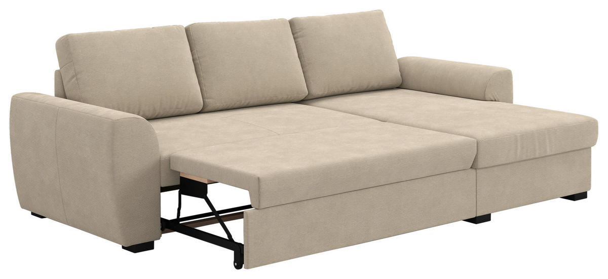 KUTNA GARNITURA tekstil  smeđa   - smeđa/crna, Trend, tekstil/plastika (253/154cm) - MID.YOU