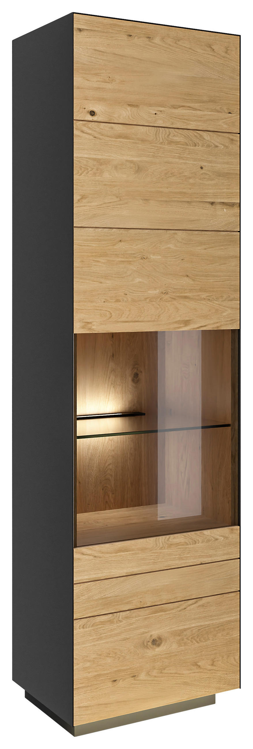 VITRINE Celika Wildeiche, Anthrazit  56/200/40 cm  - Wildeiche/Anthrazit, Natur, Glas/Holz (56/200/40cm) - Dieter Knoll