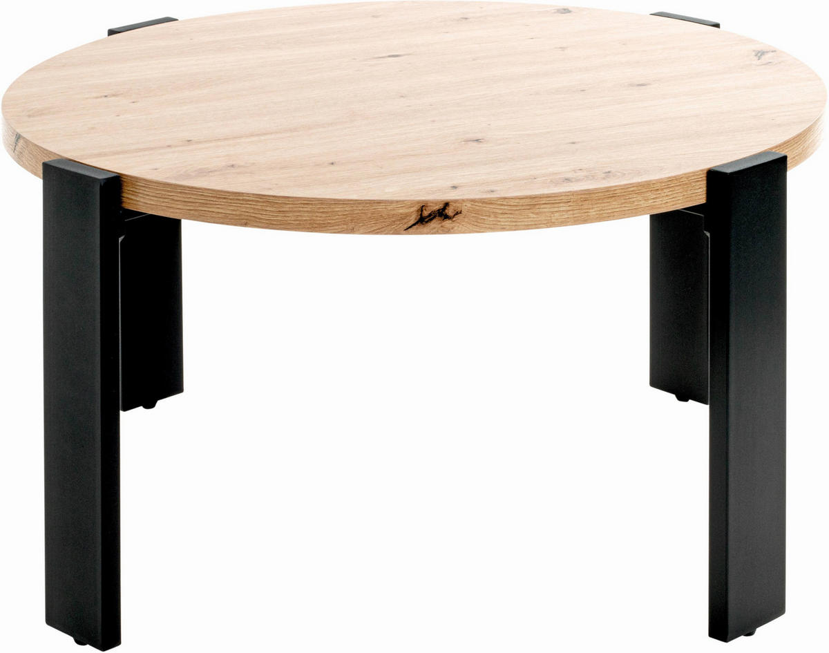COUCHTISCH in Metall, Holzwerkstoff 75/75/42 cm  - Eichefarben/Schwarz, Trend, Holzwerkstoff/Metall (75/75/42cm)
