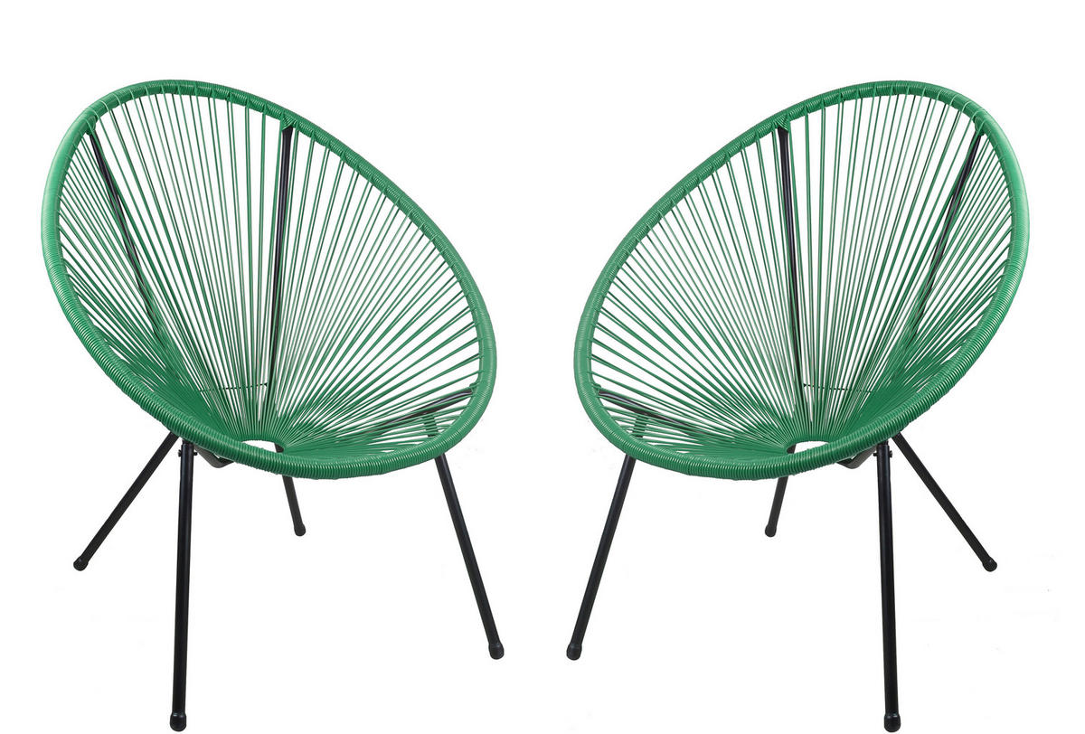 GARTENSESSEL Metall, Kunststoff Grün, Schwarz  - Schwarz/Grün, Basics, Kunststoff/Metall (73/93/73cm) - Gardenson