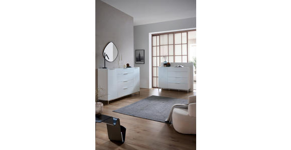 SIDEBOARD  in 135/101/40,5 cm  - Chromfarben/Weiß Hochglanz, Basics, Glas/Holzwerkstoff (135/101/40,5cm) - Voleo