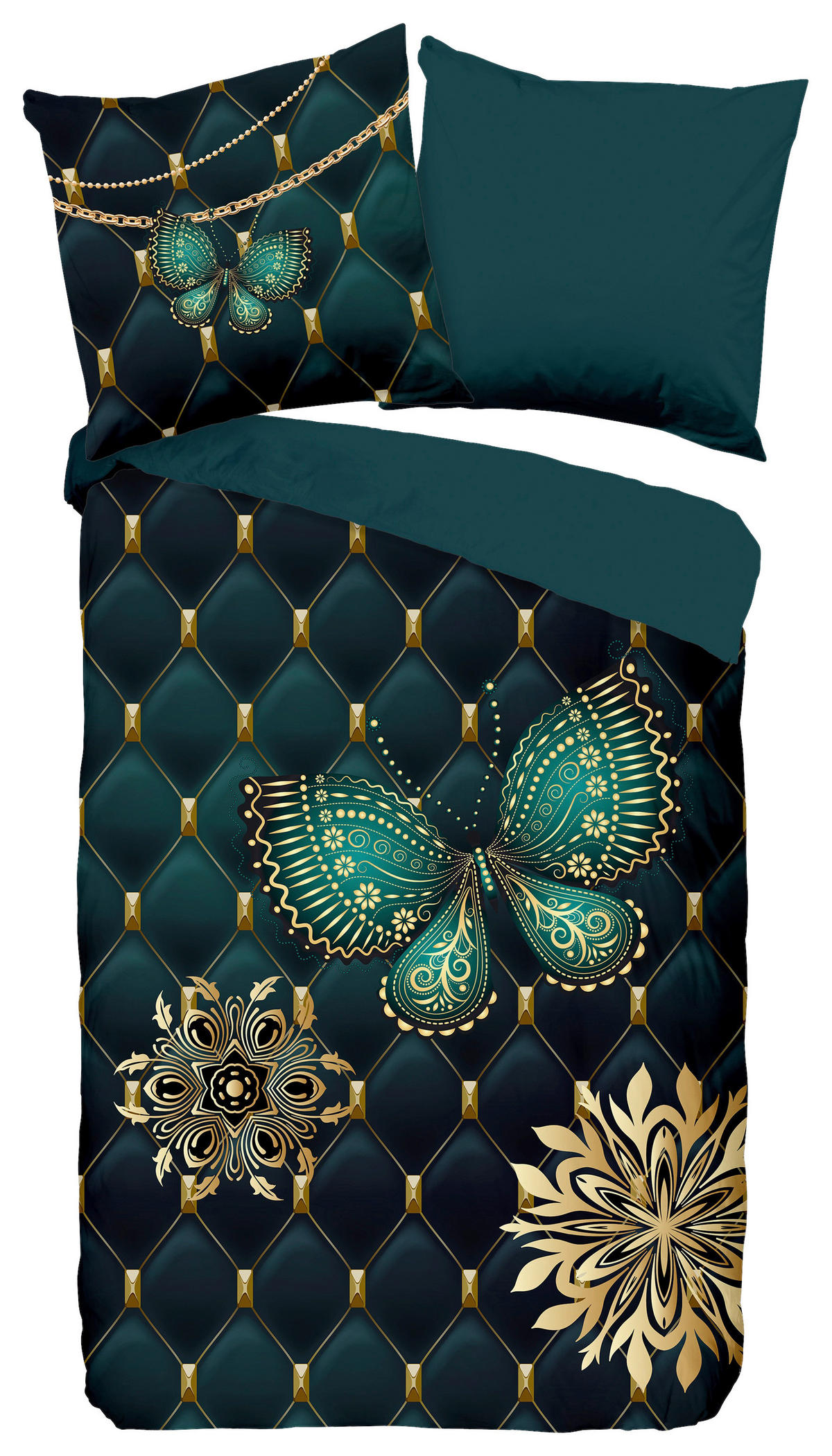 WENDEBETTWÄSCHE Lavanya Mikrofaser 135/200 cm  - Blau/Petrol, KONVENTIONELL, Textil (135/200cm)