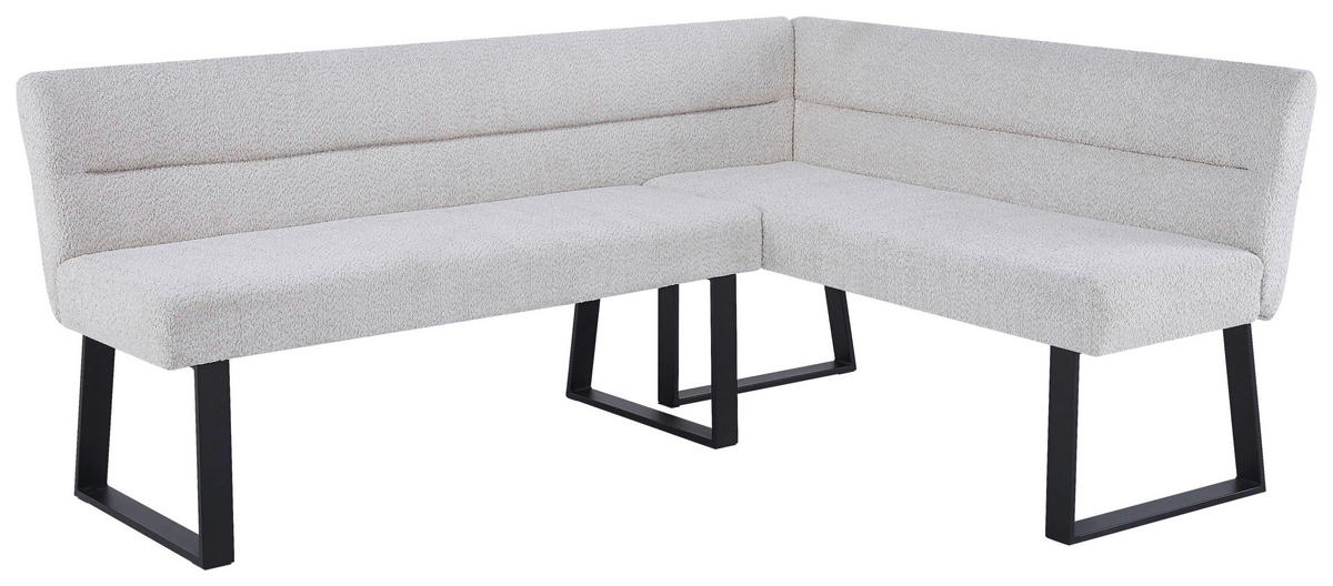 ECKBANK 190/150 cm Leinenoptik Beige   - Beige/Schwarz, KONVENTIONELL, Textil/Metall (190/150cm) - MID.YOU