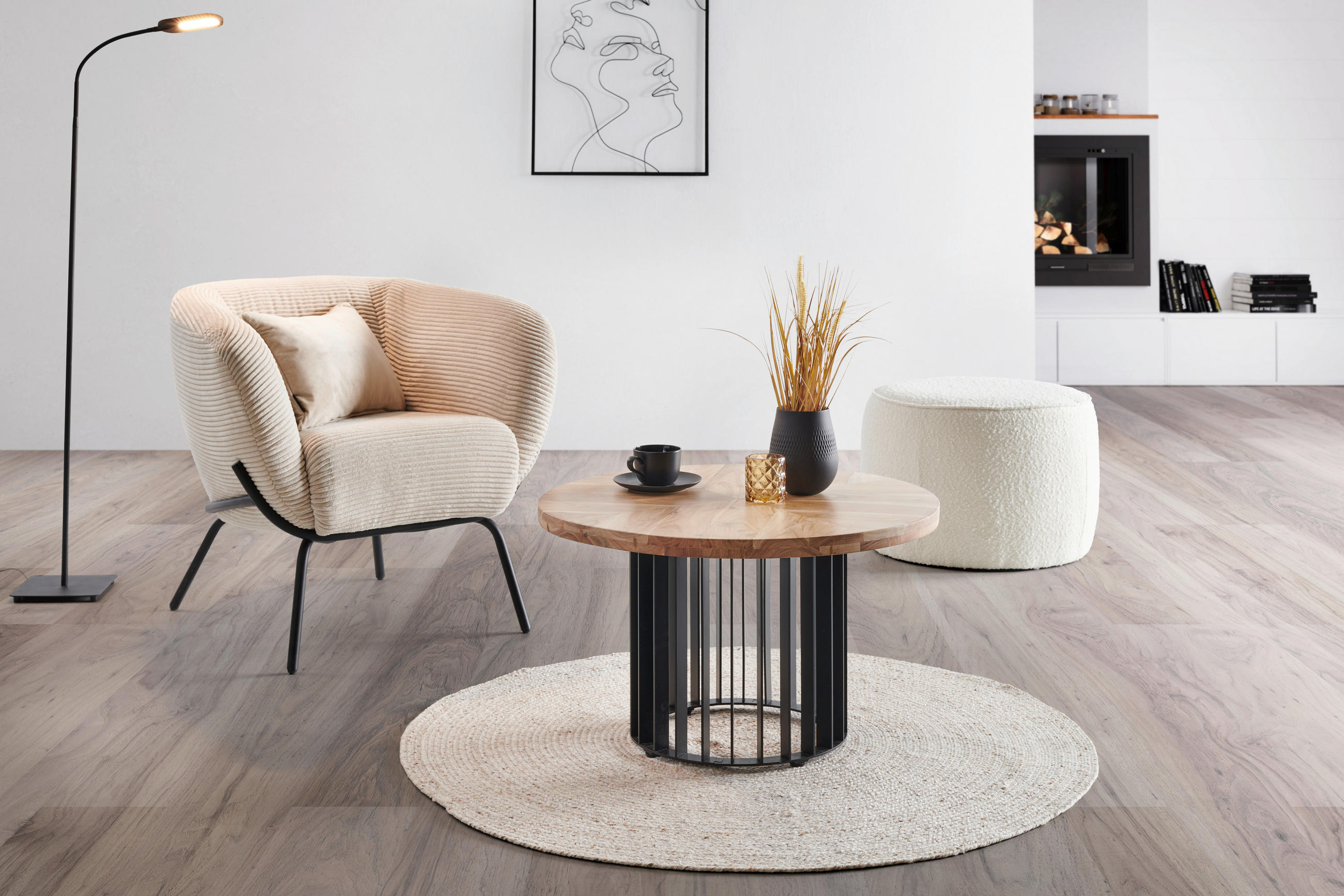 COUCHTISCH in Holz, Metall  - Schwarz/Akaziefarben, Design, Holz/Metall (70/40/70cm) - Livetastic
