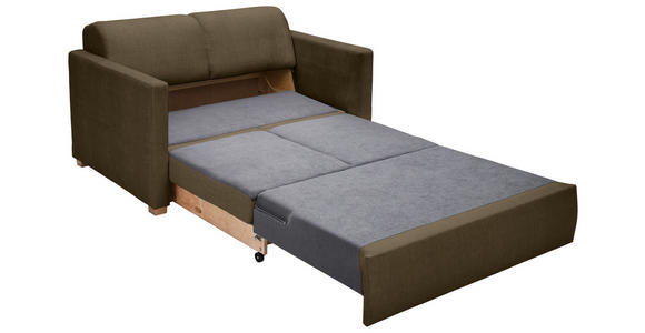 SCHLAFSOFA Flachgewebe Olivgrün  inkl. Bettkasten, Schlaffunktion, Rücken echt  - Buchefarben/Naturfarben, KONVENTIONELL, Holz/Textil (144/81/97,5cm) - Carryhome