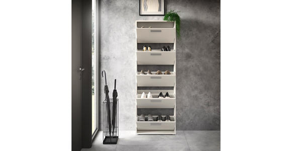SCHUHKIPPER - Silberfarben/Weiß, Design, Holzwerkstoff/Kunststoff (59/169/17cm) - Carryhome