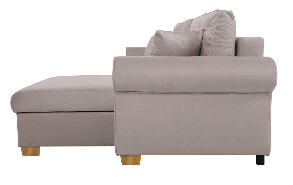 ECKSOFA in Taupe  - Taupe/Buchefarben, Design, Holz/Textil (266/161cm) - MID.YOU