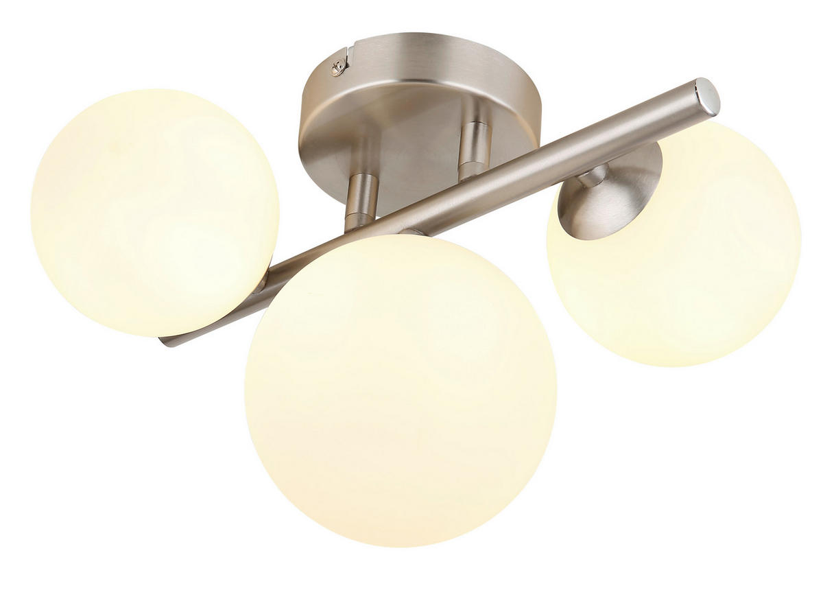 LED-DECKENLEUCHTE 3,5 W    28,5/23,5/20,5 cm  - Opal/Nickelfarben, Konventionell, Glas/Metall (28,5/23,5/20,5cm) - Globo