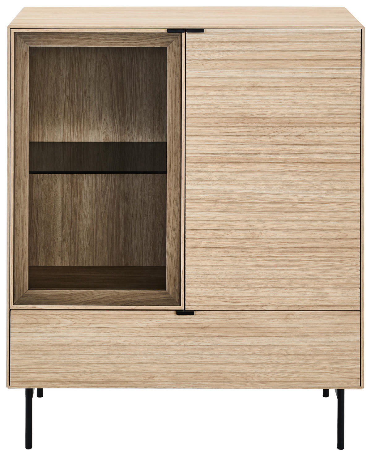 HIGHBOARD  100/120/40 cm 1 Schublade(n)  - Eichefarben/Schwarz, KONVENTIONELL, Glas/Holzwerkstoff (100/120/40cm) - Xora
