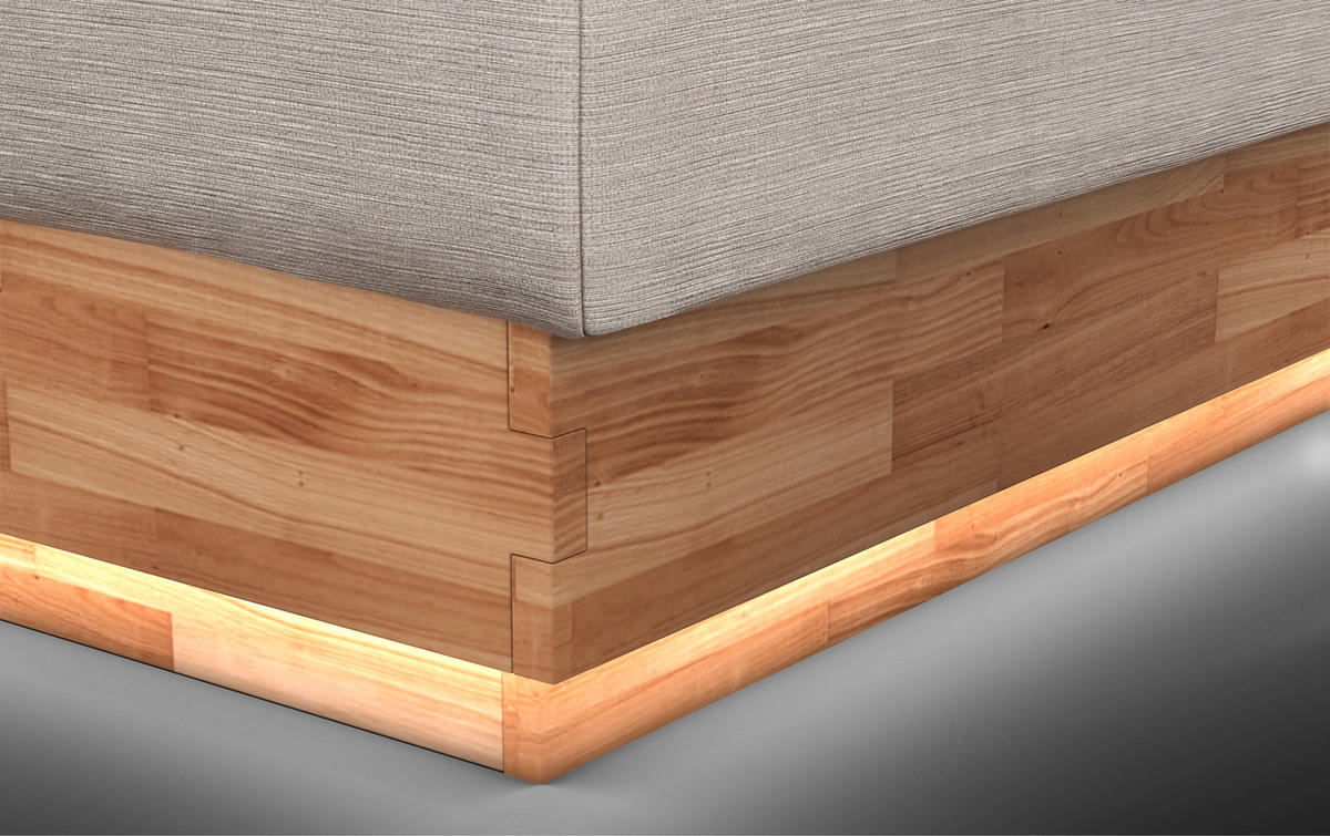 BOXSPRINGBETT 180/200 cm  in Creme  - Creme/Schwarz, Natur, Holz/Textil (180/200cm)