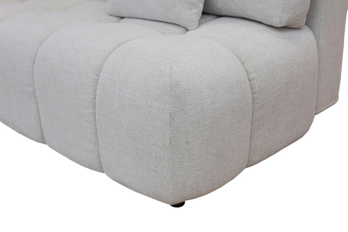 BOXSPRINGSOFA in Chenille Ecru  - Ecru/Schwarz, MODERN, Kunststoff/Textil (210/72/105cm) - Cantus