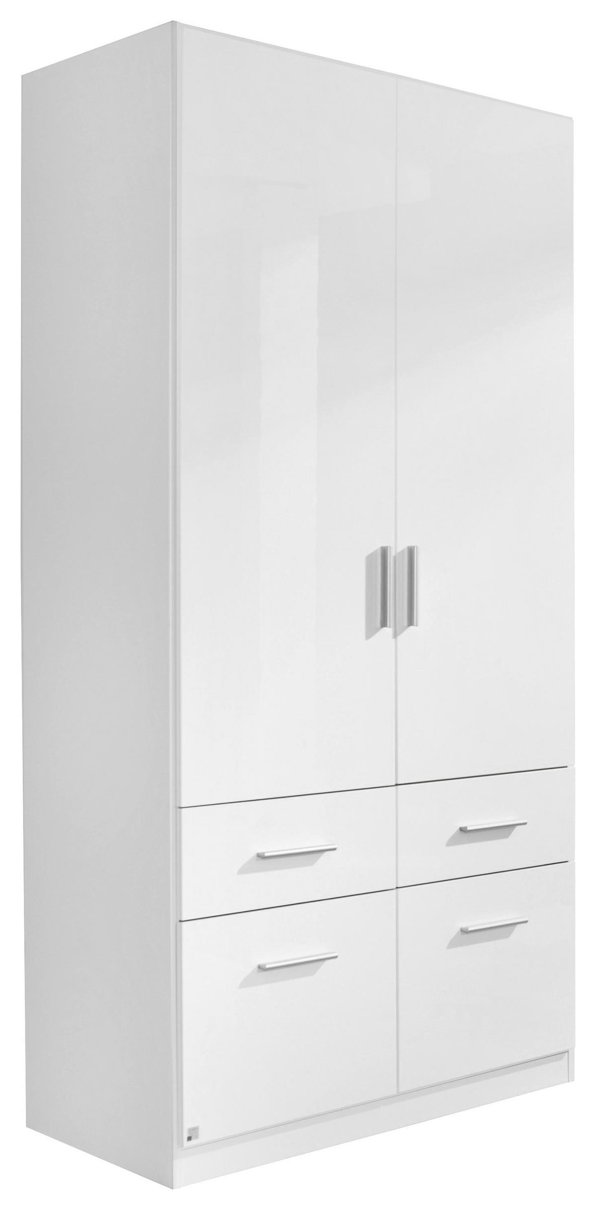 DREHTÜRENSCHRANK in Weiss  - Weiss/Alufarben, Konventionell, Holzwerkstoff/Kunststoff (91/197/54cm) - Carryhome