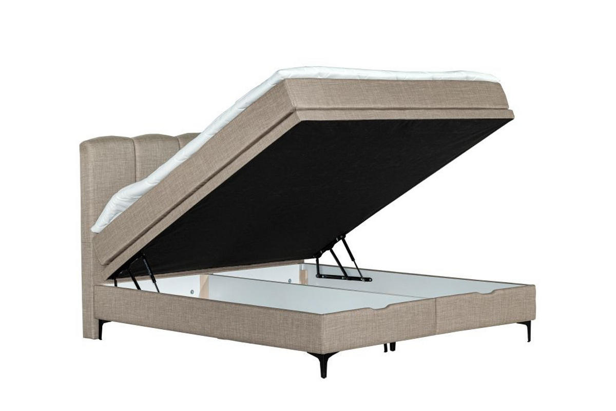 BOX KREVET     svijetlo smeđa  - svijetlo smeđa/crna, Moderno, drvni materijal/tekstil (160/200cm) - Ti'me