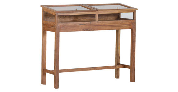 KONSOLENTISCH Akazie massiv Akaziefarben - Goldfarben/Akaziefarben, Design, Glas/Holz (100/40/95cm) - Ambia Home