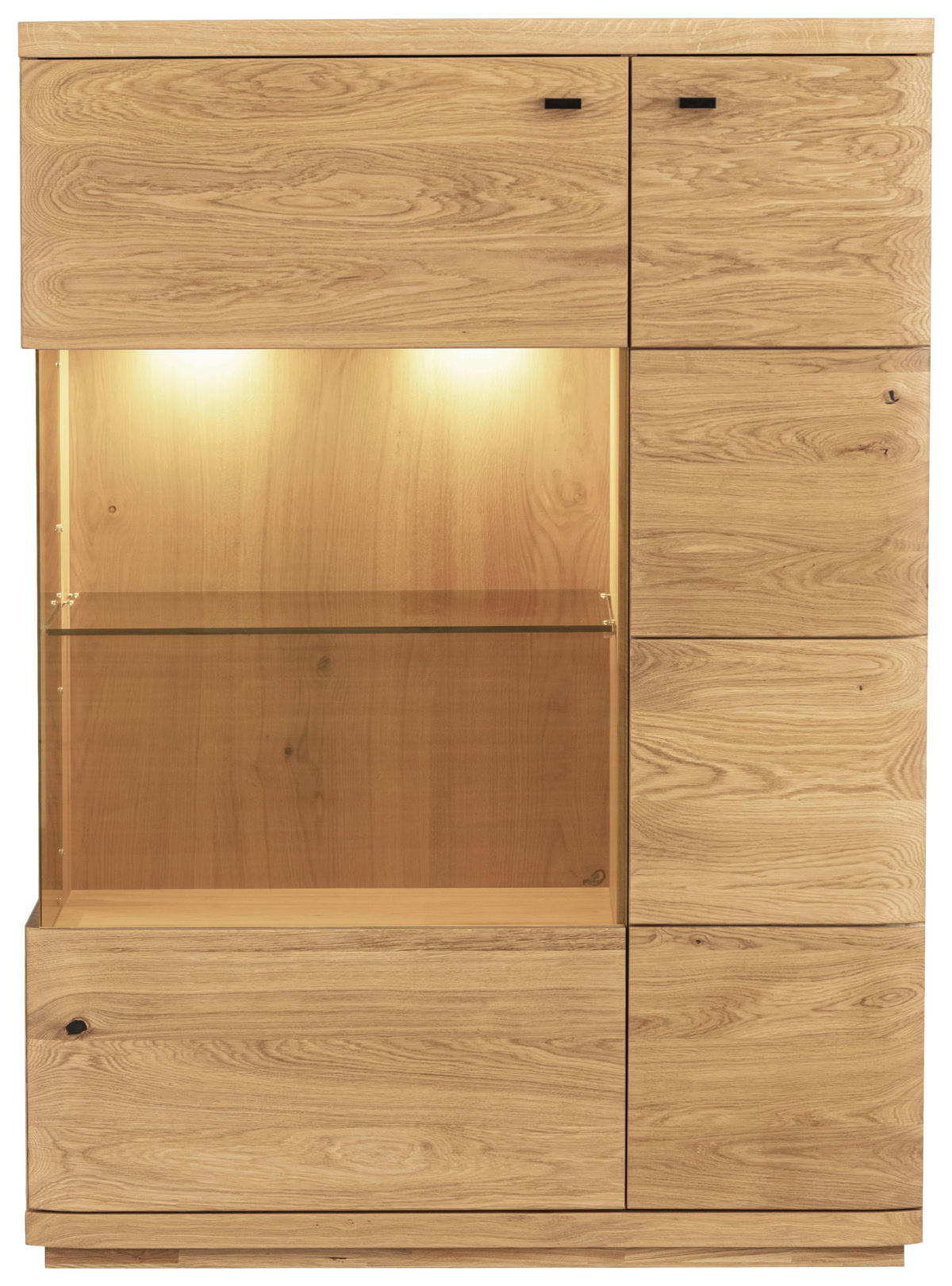 HIGHBOARD Eichefarben  99/141/38 cm  - Eichefarben/Transparent, Natur, Glas/Holz (99/141/38cm) - Linea Natura