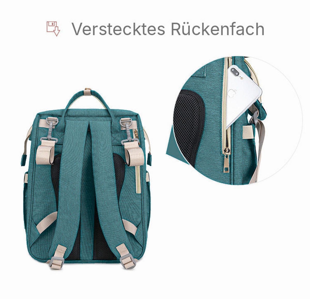 WICKELRUCKSACK Stella Bag Basic  - Türkis, Basics, Textil (30/40/21cm)