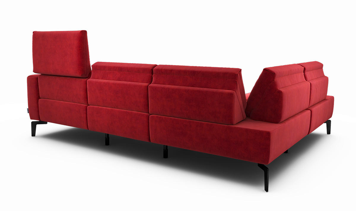 ECKSOFA Cosy Rot Samt  - Rot/Schwarz, Design, Textil/Metall (193/256cm) - SENSOO