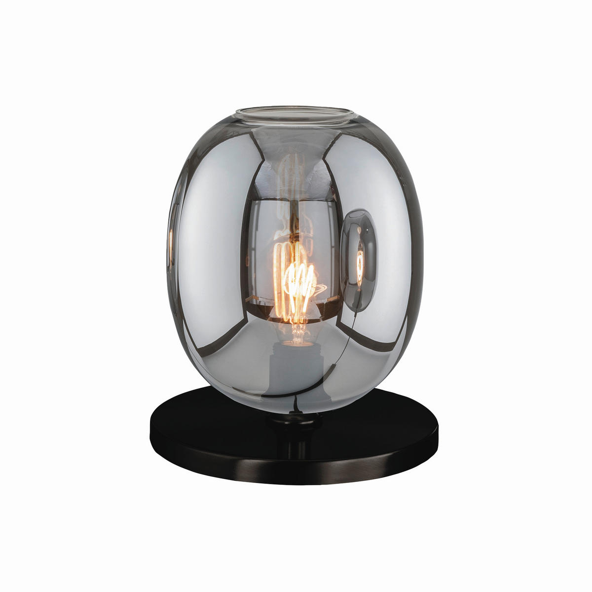 TISCHLEUCHTE 21/27 cm   - Silberfarben/Schwarz, Trend, Glas/Keramik (21/27cm) - Fischer & Honsel