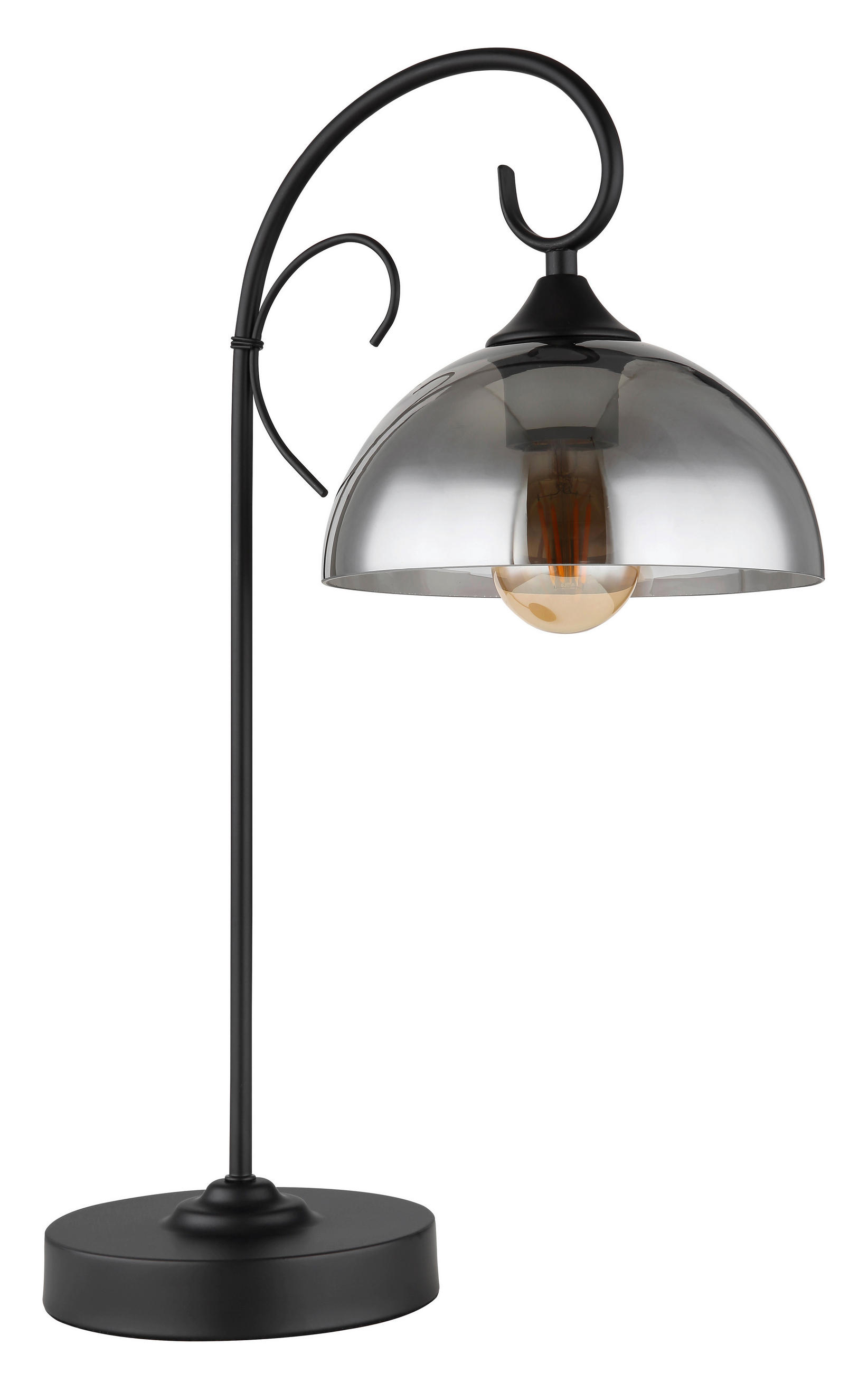 TISCHLEUCHTE 33,5/20/52 cm   - Schwarz, KONVENTIONELL, Glas/Metall (33,5/20/52cm) - Globo