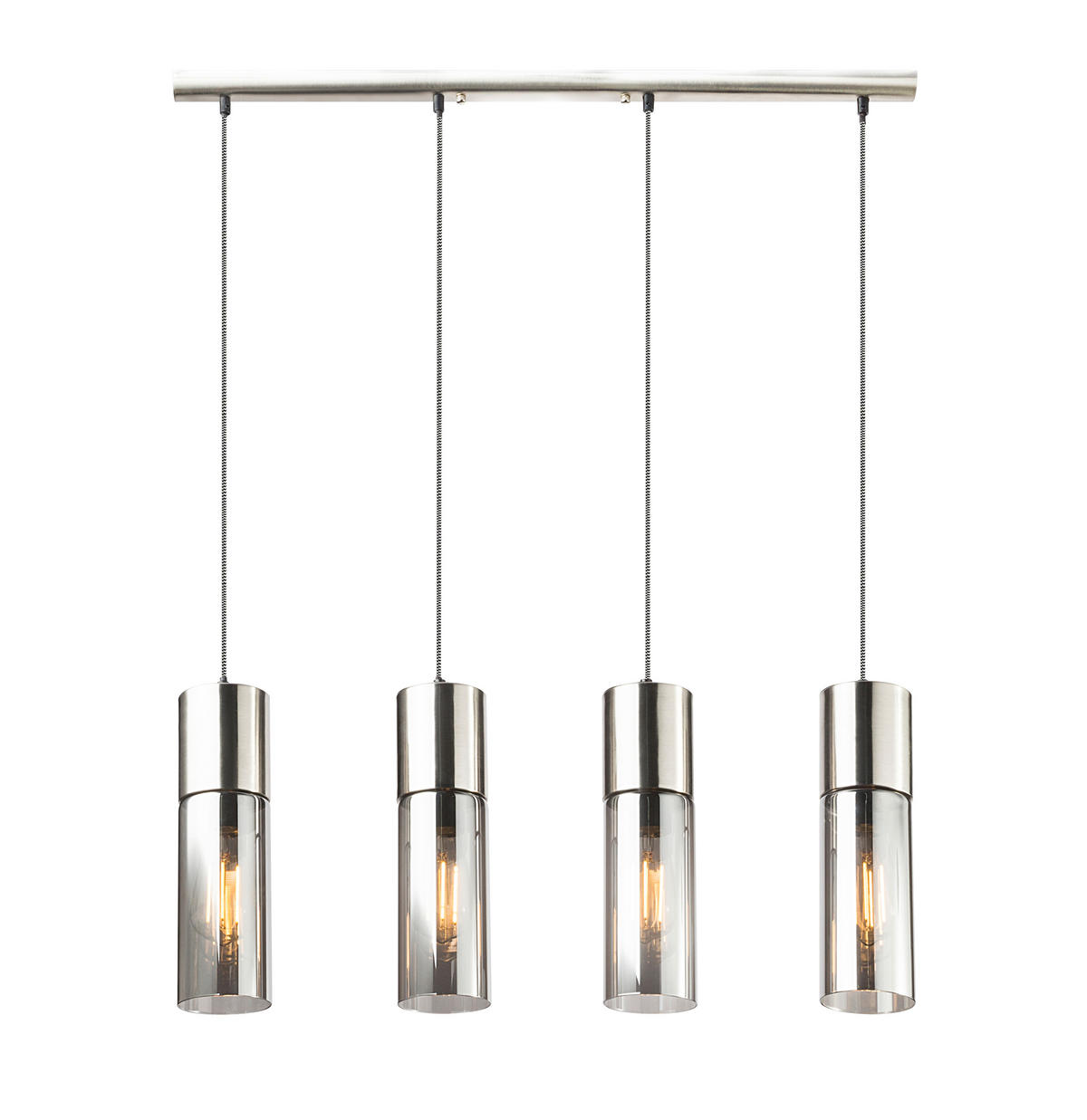 HÄNGELEUCHTE 80/9/156 cm  - Nickelfarben, KONVENTIONELL, Glas/Metall (80/9/156cm) - Globo