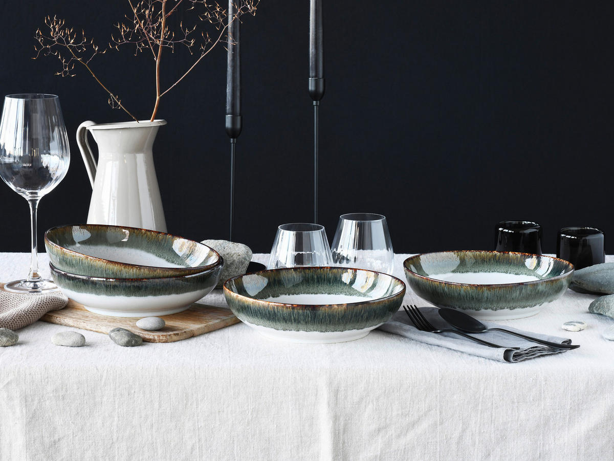 SCHÜSSELSET Cascade 4-teilig  - Weiß/Grau, Design, Keramik - Creatable