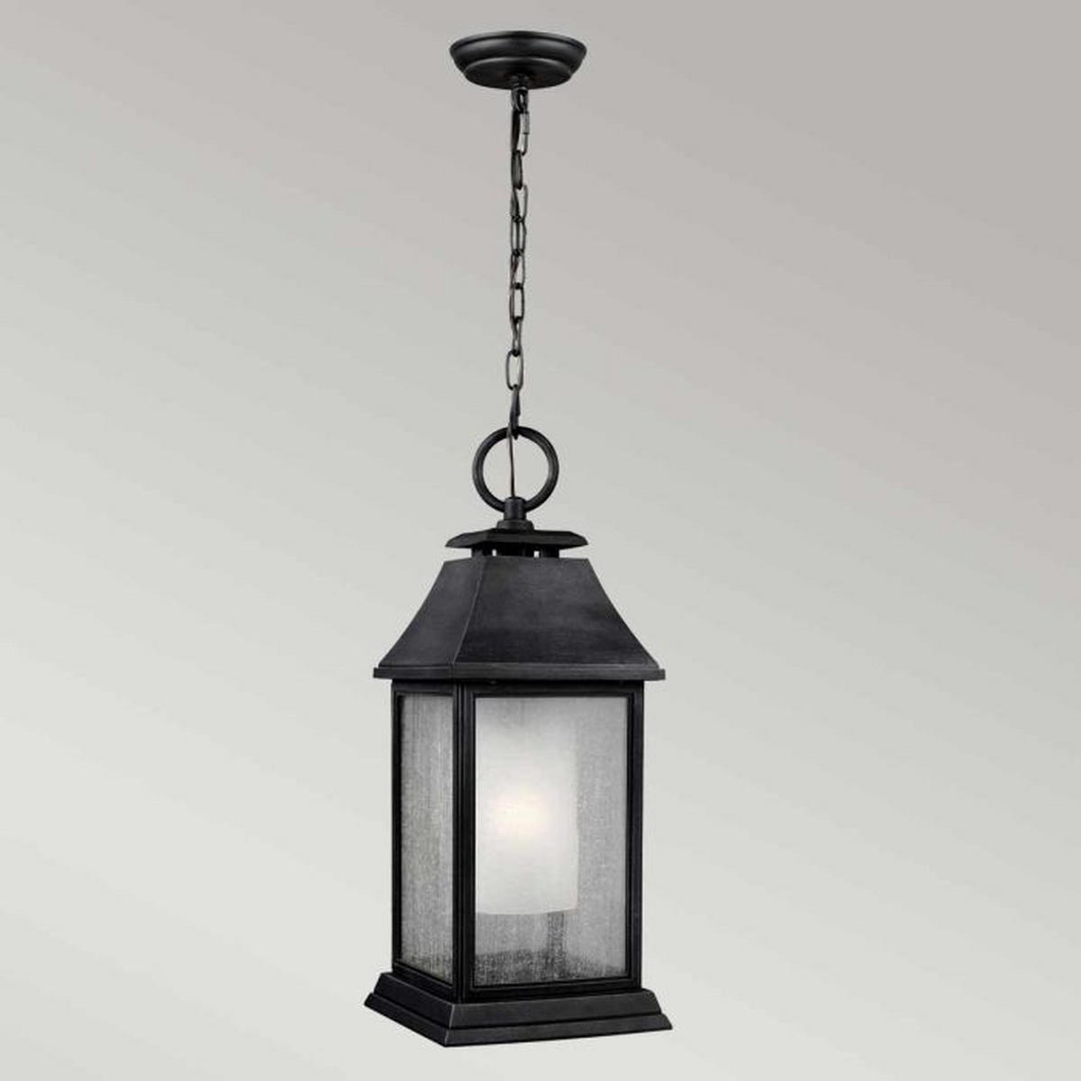 HÄNGLAMPA UTOMHUS Shepherd 22/63 cm  - zinkfärgad, Klassisk, glas/plast (22/63cm) - Elstead Lighting