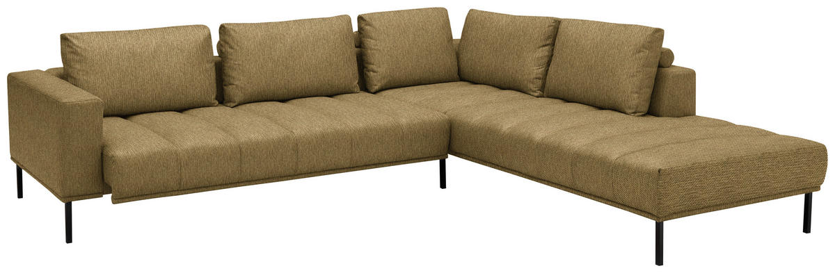 ECKSOFA  in Flachgewebe Messingfarben  308/270 cm  - Messingfarben/Schwarz, Design, Textil/Metall (308/270cm) - Pure Home Lifestyle