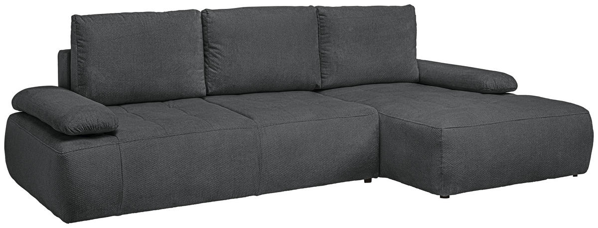 ECKSOFA Dunkelgrau Webstoff  - Dunkelgrau/Schwarz, KONVENTIONELL, Kunststoff/Textil (282/162cm) - Carryhome