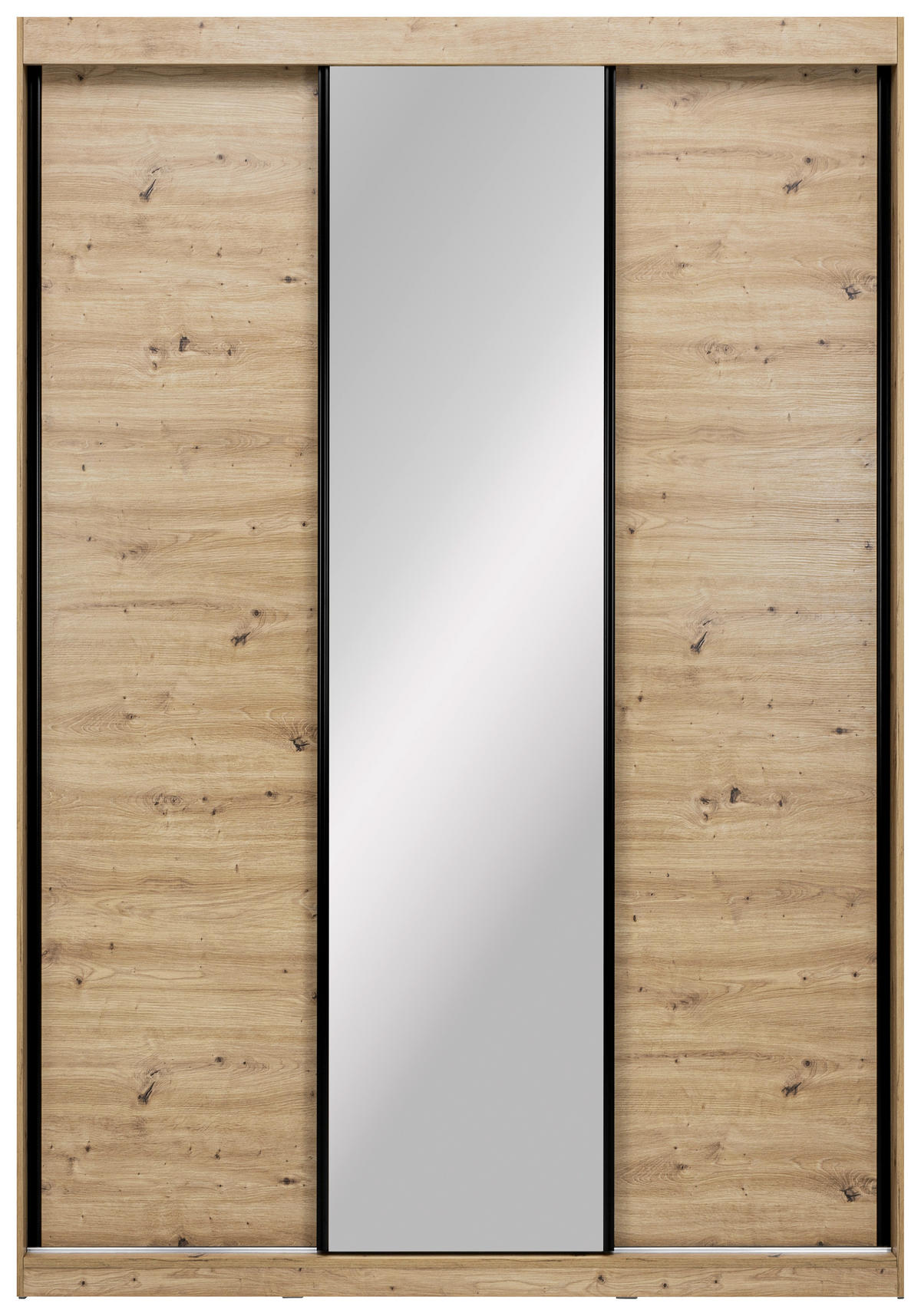 SCHIEBETÜRENSCHRANK 150/215/59,5 cm 3-türig  - Schwarz/Eiche Artisan, MODERN, Holzwerkstoff/Metall (150/215/59,5cm) - MID.YOU