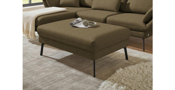 ECKSOFA  in Flachgewebe Khaki Armteilverstellung, Relaxfunktion, Drehsitzfunktion  175-224/255-365 cm  - Khaki/Schwarz, Design, Textil/Metall (175-224/255-365cm) - Dieter Knoll