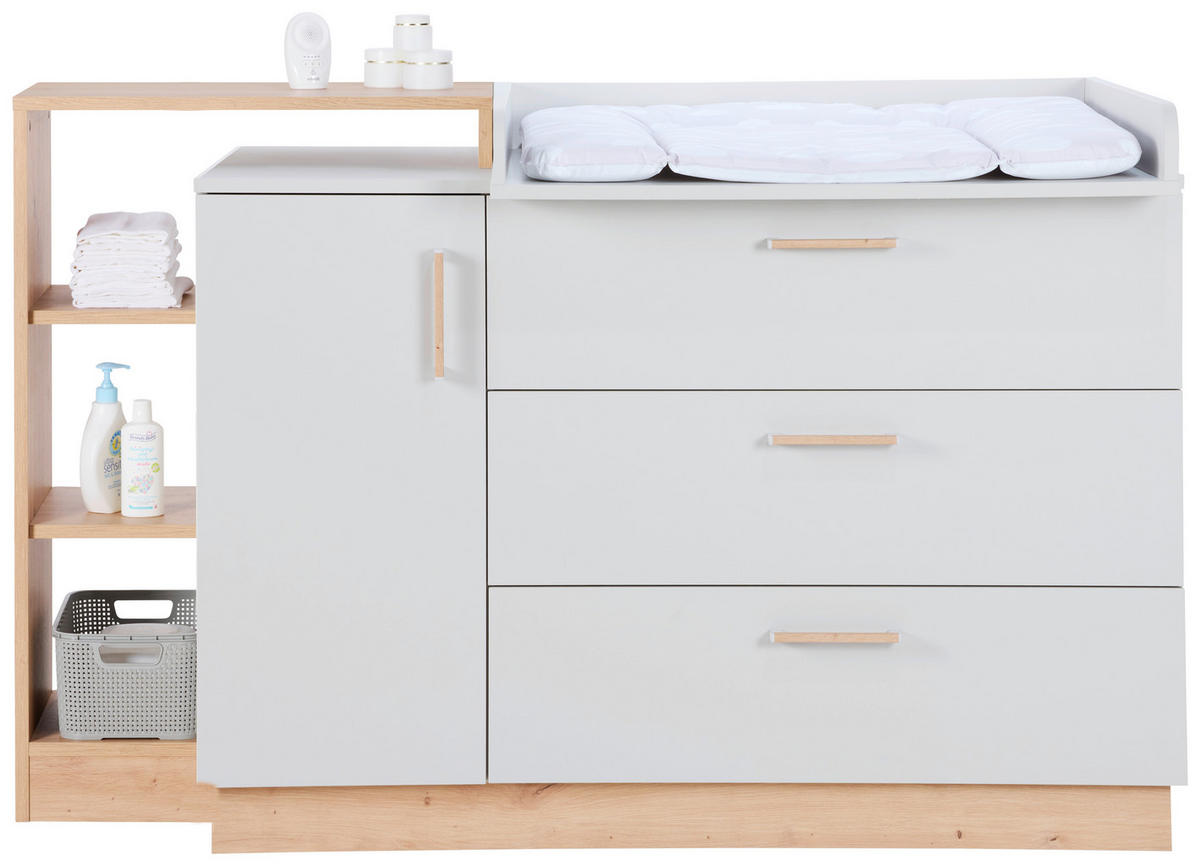 WICKELKOMMODE Leo 133/101/77 cm  - Eichefarben/Grau, Trend, Holzwerkstoff/Kunststoff (133/101/77cm) - Jimmylee